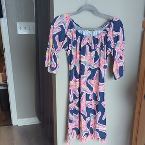 Simply Southern Navy and Pink Long Sleeve Dress